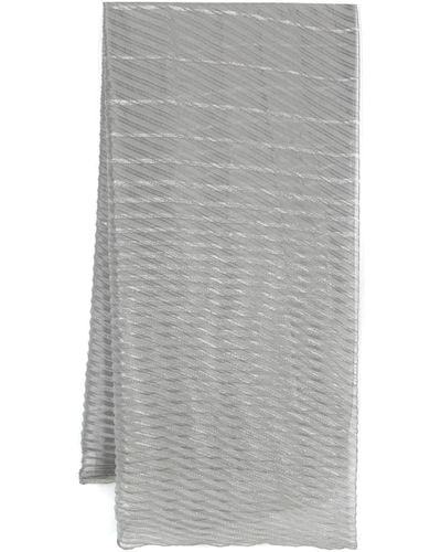 Emporio Armani Striped Pleated Scarf - Grey