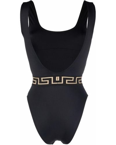 Versace Greca Border Scoop-neck Swimsuit - Black