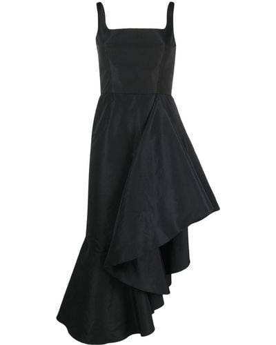 Alexander McQueen Asymmetric Draped Midi Dress - Black