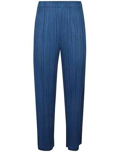Pleats Please Issey Miyake Pleated Cropped Pants - Blue