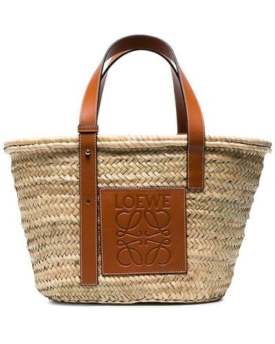 Loewe Basket Raffia Shopping Bag - Brown