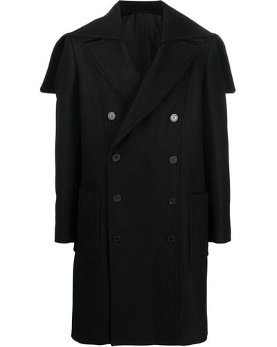 Balmain Hooded Double-breasted Coat - Black