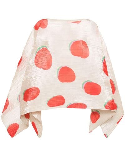 Pleats Please Issey Miyake Polka Dot Pleated Stole - Red