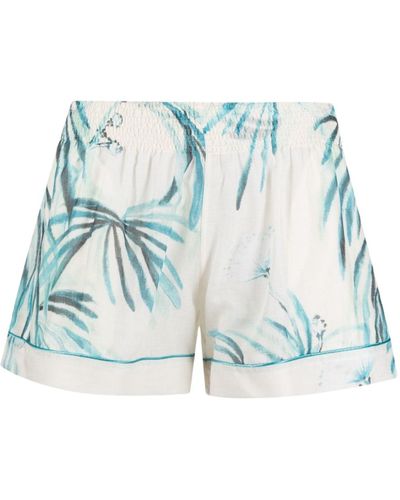 F.R.S For Restless Sleepers Botanical-print Cotton Shorts - Blue