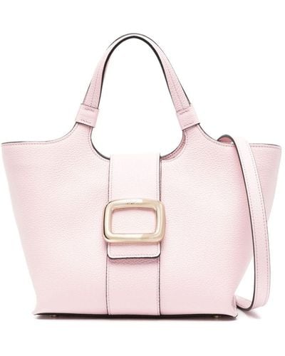 Roger Vivier Grand Vivier Choc Mini Leather Tote Bag - Pink