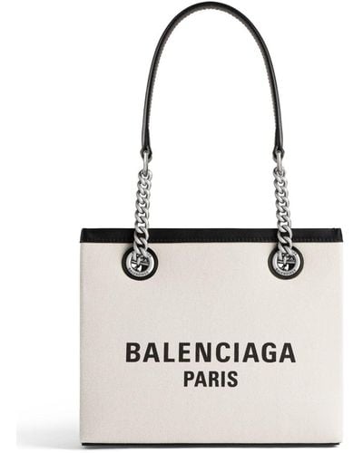 Balenciaga Borsa Tote Duty Free Piccola In Canvas - Bianco