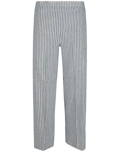Avenue Montaigne Cropped Linen Trousers - Grey