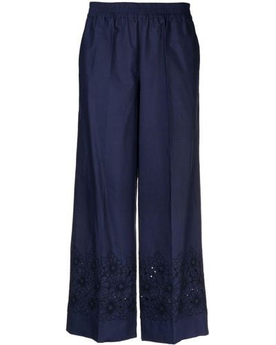P.A.R.O.S.H. Broderie-anglaise Straight-leg Pants - Blue