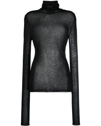 Wild Cashmere Silk And Cashmere Blend Turtleneck Sweater - Black