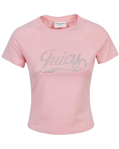Juicy Couture T-shirt In Cotone Con Logo - Rosa