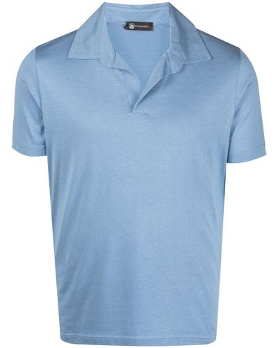 Colombo Silk Blend Cotton Polo Shirt - Blue