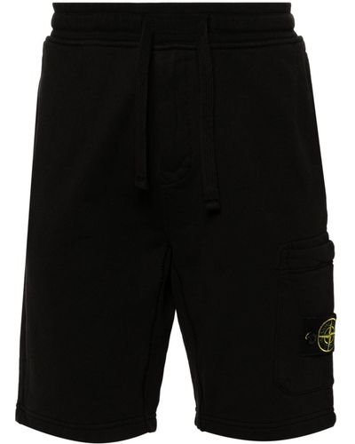 Stone Island Shorts Cargo In Felpa - Black