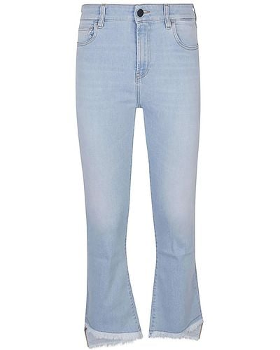 Liviana Conti Jeans Cropped A Zampa In Denim - Blu