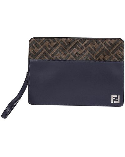 Fendi Clutch Con Logo - Blu