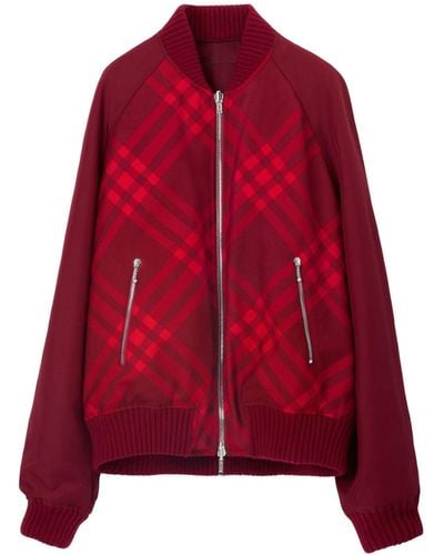 Burberry Check Reversible Bomber Jacket - Red