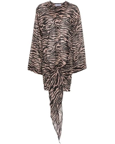 The Attico Zebra-print Shirt Dress - Natural