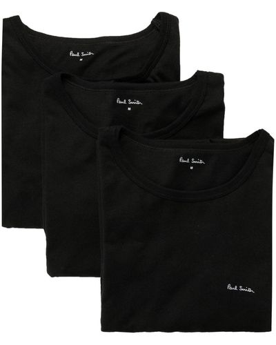 Paul Smith Logo-print Organic Cotton T-shirt (pack Of Three) - Black