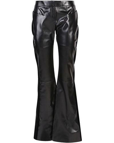 Tom Ford Flared Leather And Velvet Trousers - Black