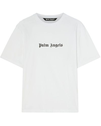 Palm Angels Weißes T -Shirt mit Logoschriften - Bianco