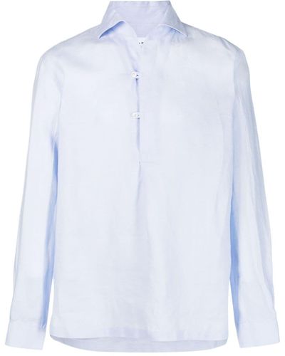 Doppiaa Spread-collar Linen Shirt - Blue