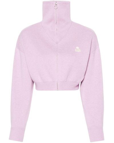 Isabel Marant Oxane Logo-embroidered Cropped Sweater - Pink