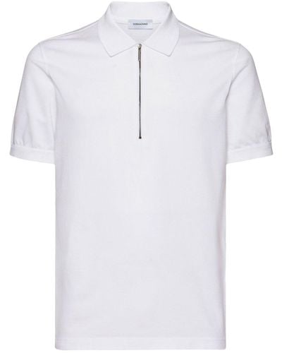 Ferragamo Piquet Cotton Polo Shirt - White
