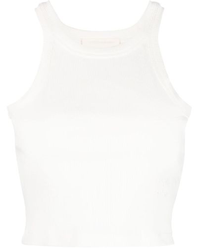Closed Ribbed Cropped Tank Top - White