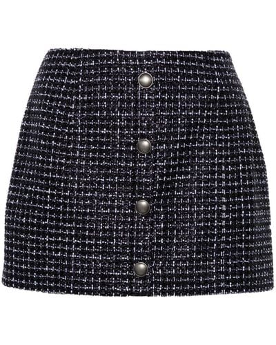 Alessandra Rich Sequin Checked Tweed Mini Skirt - Blue