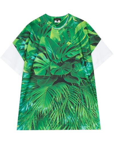 Comme des Garçons Leaves-print Crew-neck T-shirt - Green