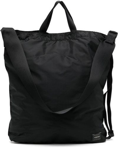 Porter-Yoshida and Co Logo-patch Shoulder Bag - Black
