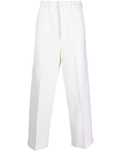 Ami Paris Wool-blend Wide-leg Trousers - White