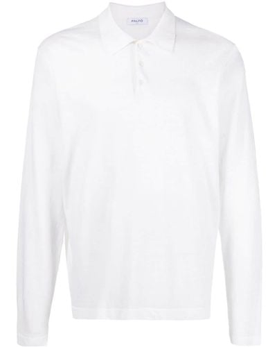 Paltò Long-sleeved Cotton-linen Polo Shirt - White