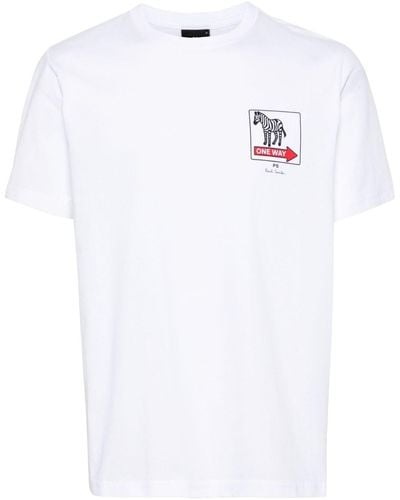 PS by Paul Smith One Way Zebra Graphic-print T-shirt - White