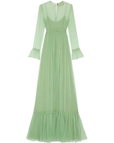 Gucci Light Seduction Ruched Silk-chiffon Gown - Green