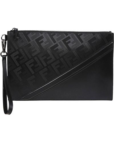 Fendi Clutch con motivo FF - Nero