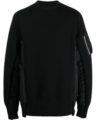 Sacai Sponge Panelled Twill Sweatshirt - Black