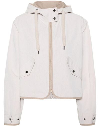 Brunello Cucinelli Cotton Blend Hooded Jacket - White