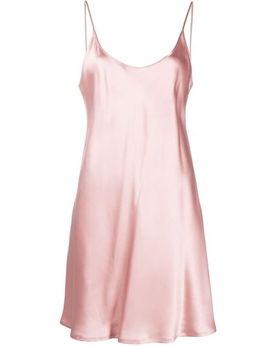 La Perla Nightgowns  Slip Dress in blush pink silk with embroidered tulle  - Womens < Pechamps