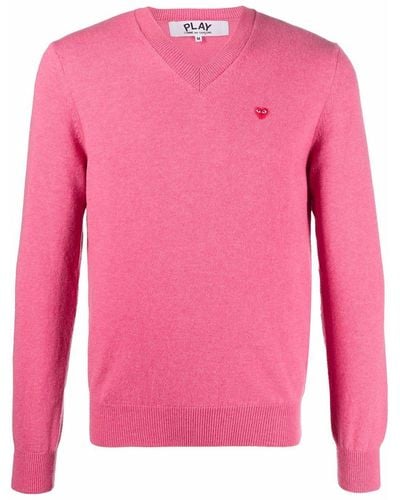 COMME DES GARÇONS PLAY Logo-patch Wool Sweater - Pink