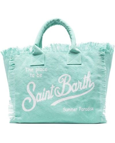 Mc2 Saint Barth Vanity Fringed Beach Bag - Blue