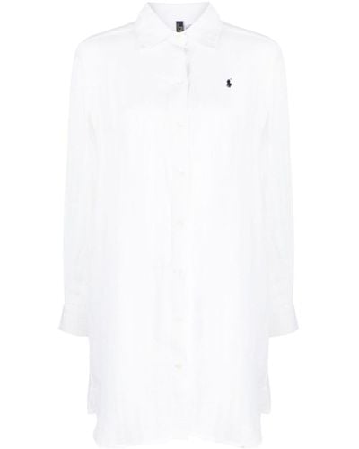 Polo Ralph Lauren Shirt Dress With Logo - White