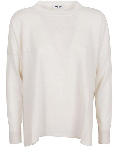 Base London Linen And Cotton Blend Boat Neck Sweater - White