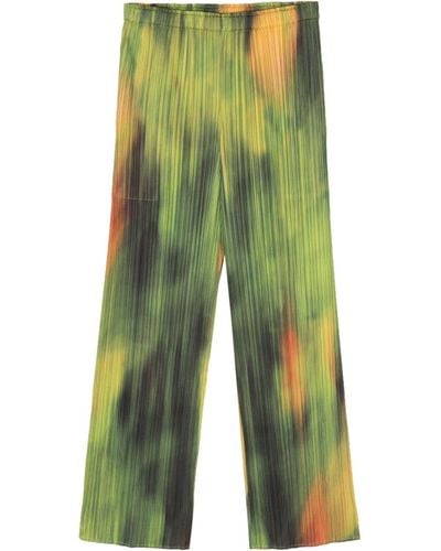 Pleats Please Issey Miyake Pleated Cropped Trousers - Green