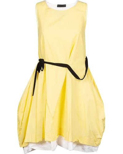 Maria Calderara Cotton Short Sculptured Dress - Yellow