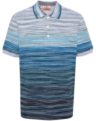 Missoni Tie-dye Print Cotton Polo Shirt - Blue