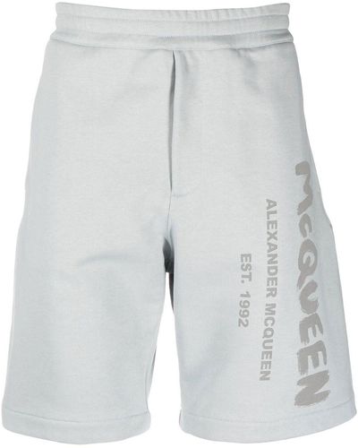 Alexander McQueen Shorts With Print - Gray