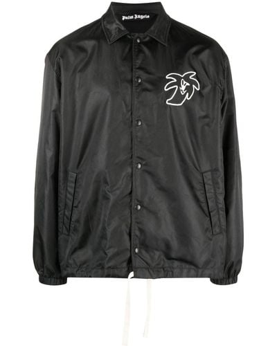 Palm Angels Printed Coach Jacket - Black