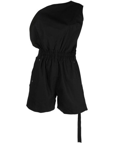 Rick Owens DRKSHDW One-shoulder Short Cotton Jumpsuit - Black