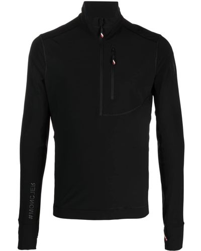 3 MONCLER GRENOBLE High-neck Zip-up Sweater - Black