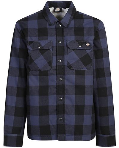 Dickies Construct Checked Cotton Blend Shirt - Blue